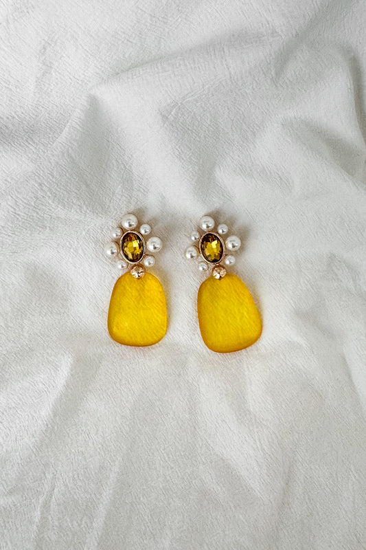 Sunshine Drops and Pearl Earrings