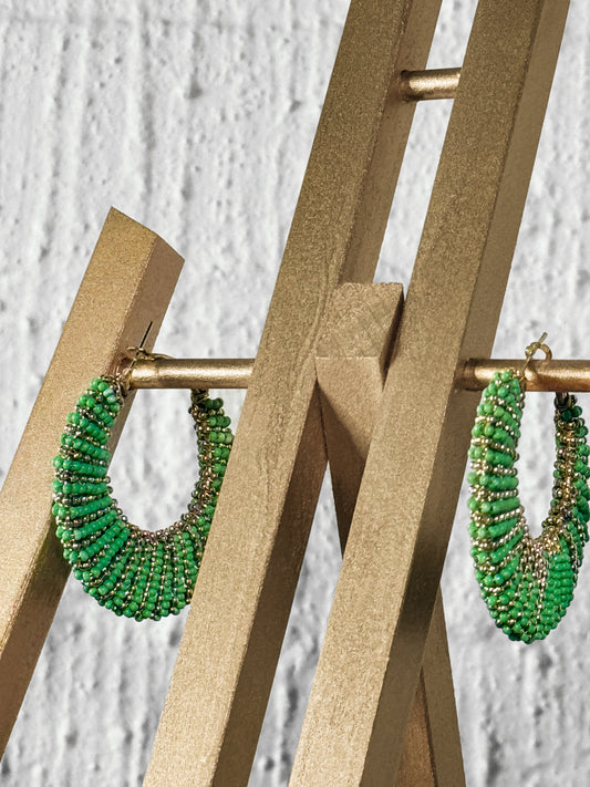 Golden Green Radiance Hoop Earrings