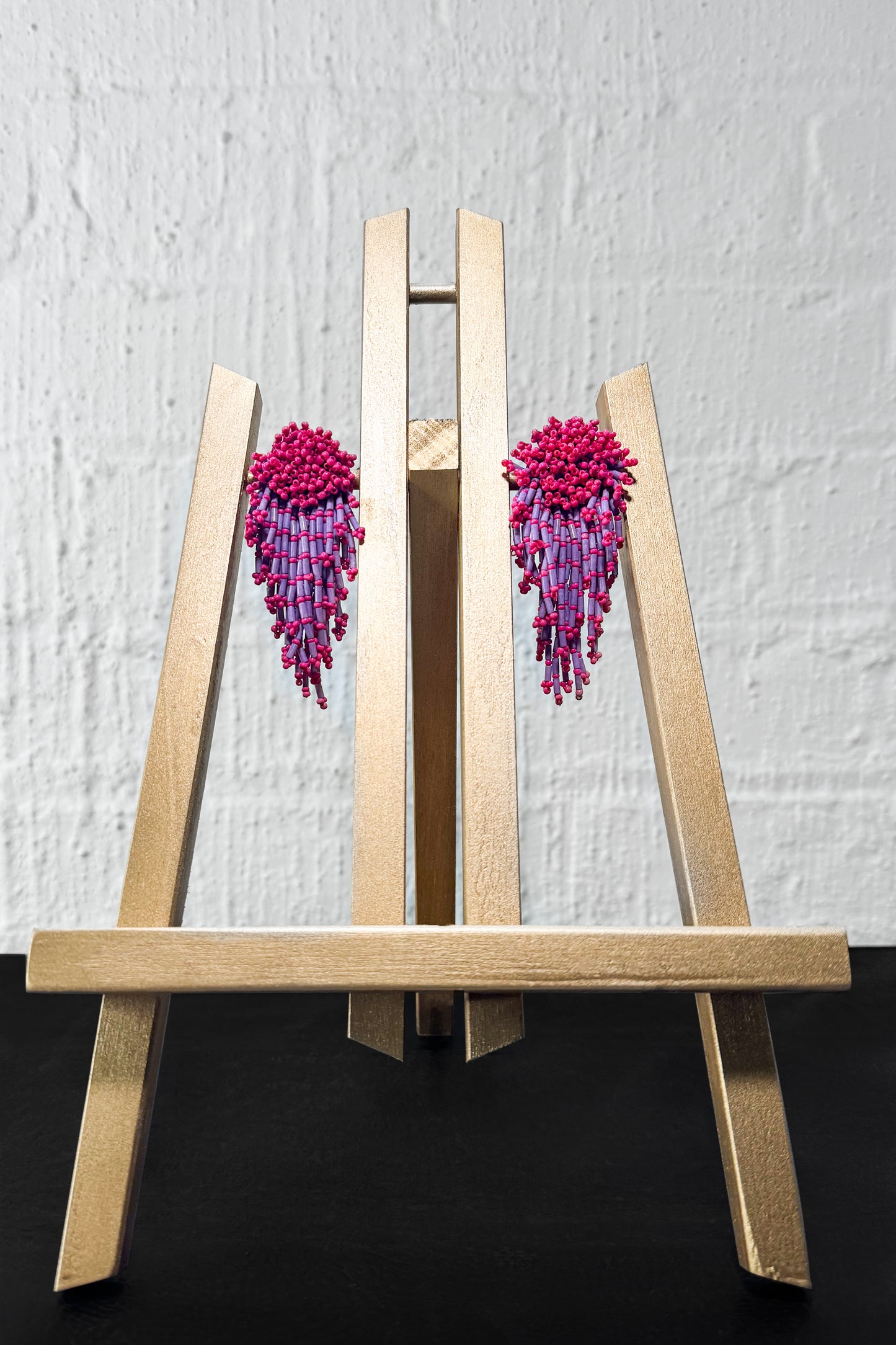 Bead Burst Earrings - Fuchsia/Purple