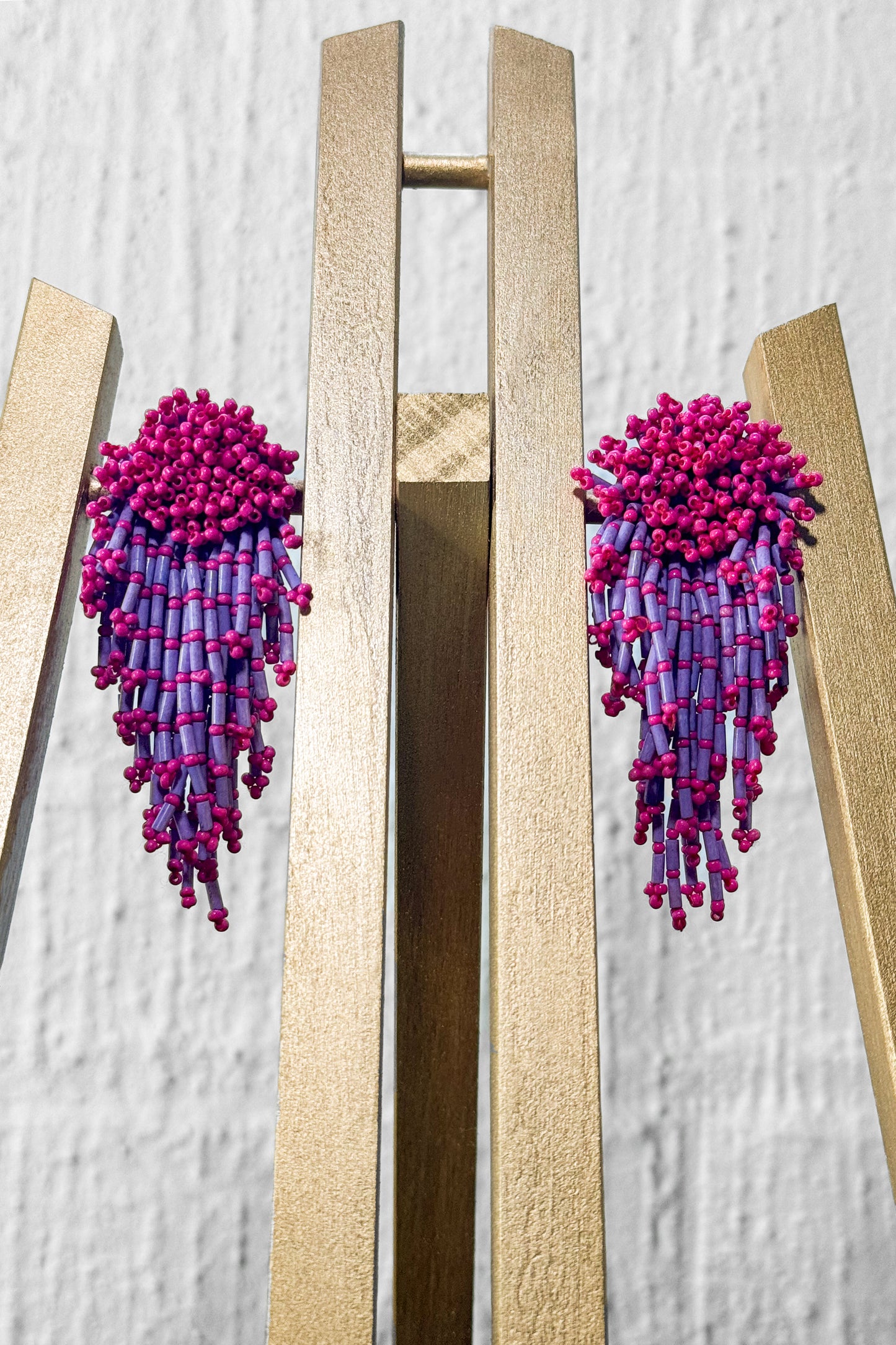 Bead Burst Earrings - Fuchsia/Purple