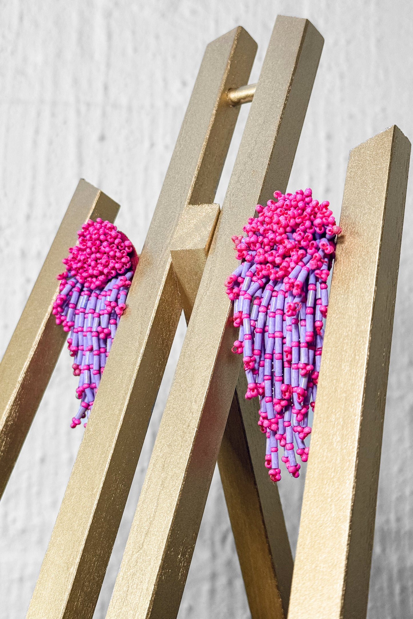 Bead Burst Earrings - Fuchsia/Purple