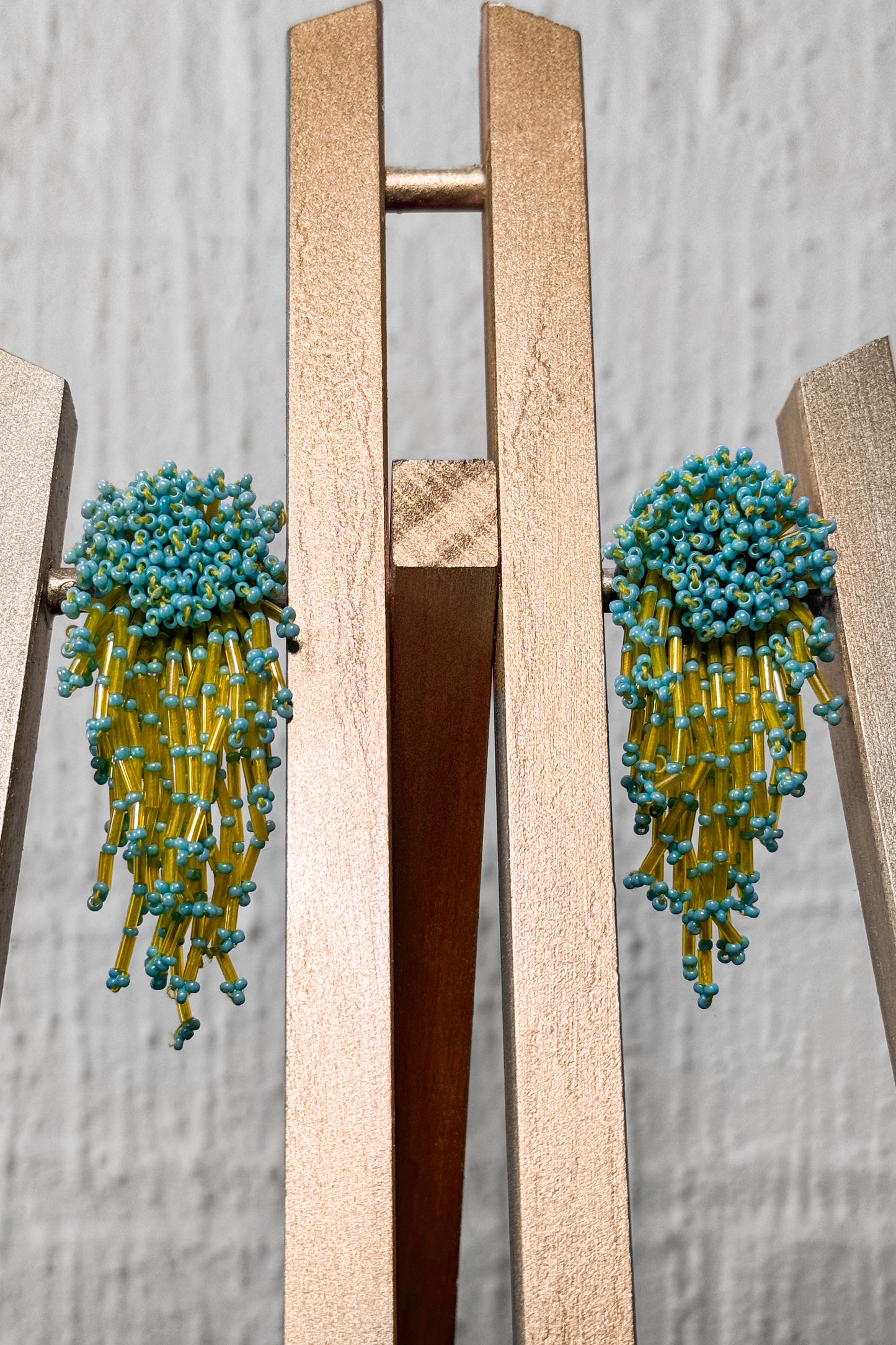 Bead Burst Earrings - Green/Blue