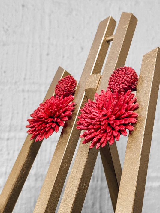 Red Rafia Bloom Earrings